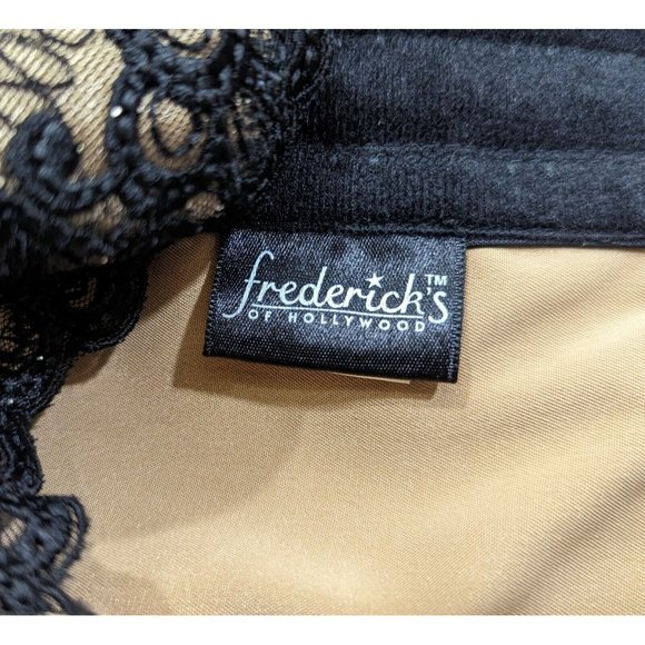 Frederick's of Hollywood Corset Bustier Top Beige Black Lace Misses Size 34 - Picture 5 of 7